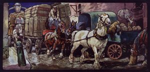 Clydesdale-hästar på jobbet
