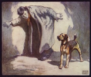 Polishund på jobbet (färg litho)