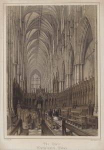 Kören, Westminster Abbey, London (färg litho)
