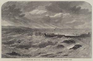 Douglas Breakwater, Isle of Man, skadad av den sena stormen av Edwin Weedon