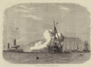 Avskjutningsförsök mot HMS Glatton på Portland Roads av Edwin Weedon