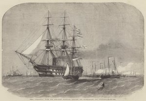 HMS Colossus, med Gun-Boat Flotilla, lämnar Motherbank för Portland