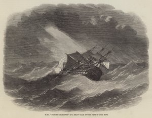 HMS Prinsessan Charlotte i en kraftig kuling utanför Godahoppsudden