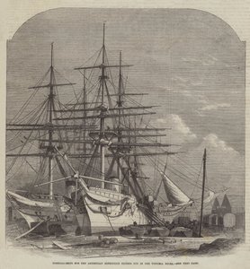 Sjukhusfartyg för Abessinierexpeditionen inredda i Victoria Docks av Edwin Weedon