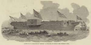 Lansering av HM Steam-Frigate Leopard, i Deptford, på tisdag