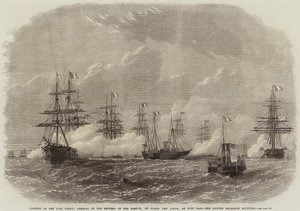 Öppnande av Suezkanalen, Fransmännens kejsarinnans ankomst ombord på Aigle, vid Port Said, den brittiska skvadronen hälsar