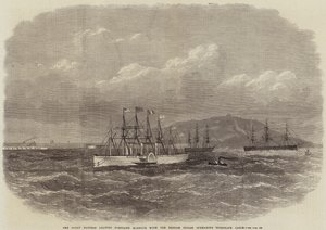 Great Eastern lämnar Portland Harbor med den brittiska indiska ubåttelegrafkabeln