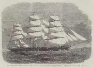The New Iron Screw Steam-Ship London, byggt för den australiensiska handeln av Messers Money Wigram and Sons, på Blackwall av Edwin Weedon
