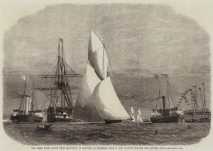 Ocean Yacht Match från Gravesend till Harwich lördagen den 4 juni, där Volante vann priset för kuttrar. av Edwin Weedon