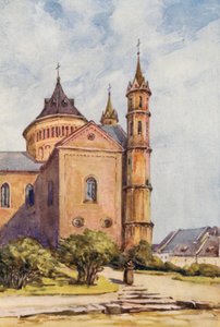 Rhen: Katedralen i Worms (färglitografi) av Effie Jardine