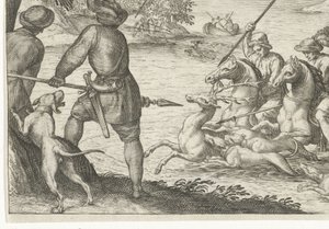 Flodlandskap med rådjursjakt Jaktscener (serietitel) Ikoner Venantum Art Varias Representantes (serietitel)