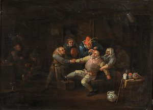 Kirurgens besök, ca 1676-1744 (olja på panel) av Egbert van (c.1676 1744) Heemskerck