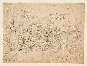 Interiör med en bondfamilj som äter av Egbert van Heemskerck (I)