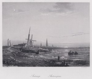 Antwerpen (gravyr) av Egidius Linnig