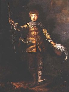 Porträtt av en ung pojke som dansar i en skog av Eglon Hendrick van der (attr. to) Neer