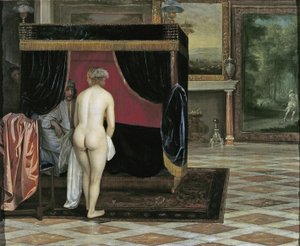 Kandaules hustru upptäcker Gyges gömställe av Eglon van der Neer