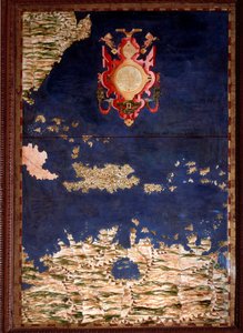 Santo Domingo (Santo Domingo) eller Hispaniola Karta gjord av Egnazio Danti (1536-1586) matematiker, kosmograf och italiensk arkitekt. Omkring 1567. Florens, Palazzo Vecchio, Sala del Mappamondo