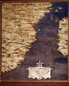 Karta över Sydafrika och Cape of Good Esperance gjord av Egnazio Danti (1536-1586) matematiker, kosmograf och italiensk arkitekt. Omkring 1567. Florens, Palazzo Vecchio, Sala del Mappamondo av Egnazio Danti