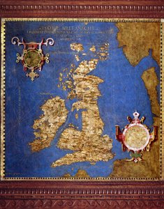 The British Isles Map av Egnazio Danti (1536-1586) matematiker, kosmograf och italiensk arkitekt. Omkring 1567. Florens, Palazzo Vecchio, Sala del Mappamondo