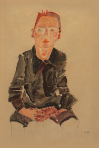 2022 NYR 20682 0724 000(egon schiele sittande bub med knäppta händer porträttstudie dr oska011034) av Egon Schiele