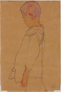 Barn i profil vänd åt vänster av Egon Schiele