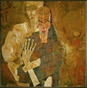 Döden och människan (olja på duk) av Egon Schiele