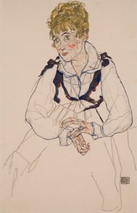 Konstnärens hustru, sittande av Egon Schiele