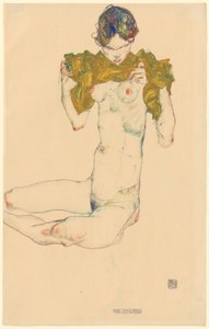 Jungfrun [recto]; utan titel [huvudstudie, verso] av Egon Schiele