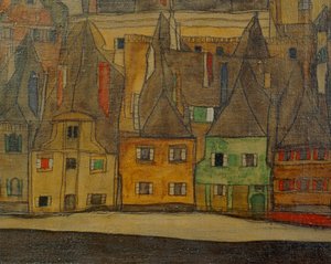 Den lilla staden, också den lilla staden (målning på duk) av Egon Schiele