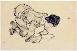 Erich Lederer ritning på golvet, 1912 av Egon Schiele