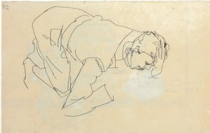 Erich Lederer i profil, hand mot huvud, 1912 av Egon Schiele