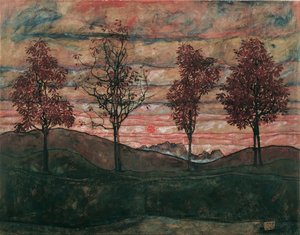 Fyra träd, 1917. av Egon Schiele