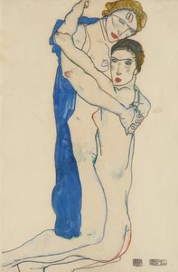 Flickvän, rosa-blå. 1913 av Egon Schiele