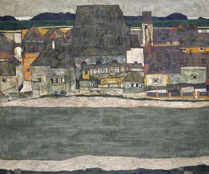 Hus vid floden Gamla stan, 1914 av Egon Schiele