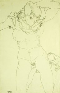 Knästående naken framifrån; Knästående naken framifrån, 1914