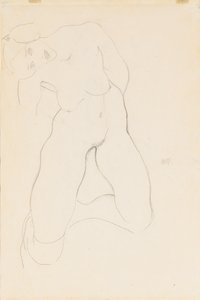 Knästående kvinnlig naken, 1912 av Egon Schiele