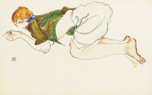 Knästående kvinna, 1912 av Egon Schiele