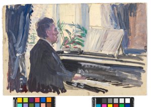 Leopold Czihaczek vid pianot (skiss) av Egon Schiele