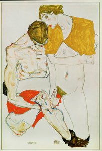 Lovers (gouache, akvarell och blyerts) av Egon Schiele