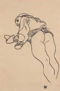 Ligger ner; Liegende, 1918 av Egon Schiele