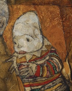 Mor med två barn (olja på duk) av Egon Schiele