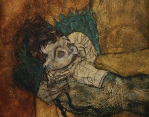 Mutter mit zwei Kindern, Mutter, Mor med två barn ... (målning på duk) av Egon Schiele