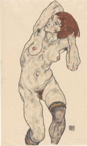 Naken i svarta strumpor, 1917. av Egon Schiele
