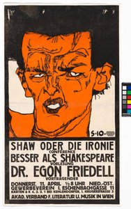 Plakat "Shaw oder die Ironie" - Vortrag Egon Friedell av Egon Schiele