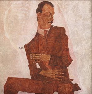 Porträtt av Arthur Roessler, 1910. av Egon Schiele