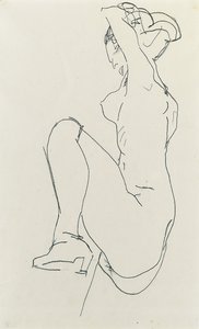 Kvinnlig naken på knä, 1913