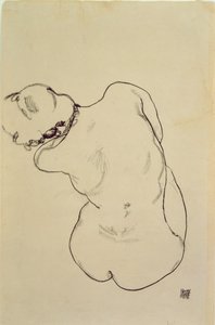 Reclining Naken - Bakifrån, 1918 (svart krita på papper)