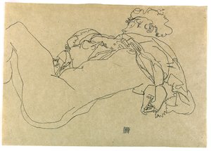 Liggande kvinnlig naken, 1914 av Egon Schiele