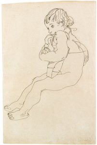 Sittande barn, 1916 av Egon Schiele