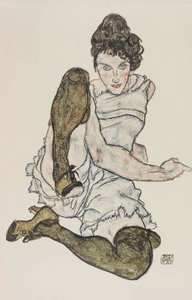 Sittande kvinna med uppdragna ben, 1917. av Egon Schiele